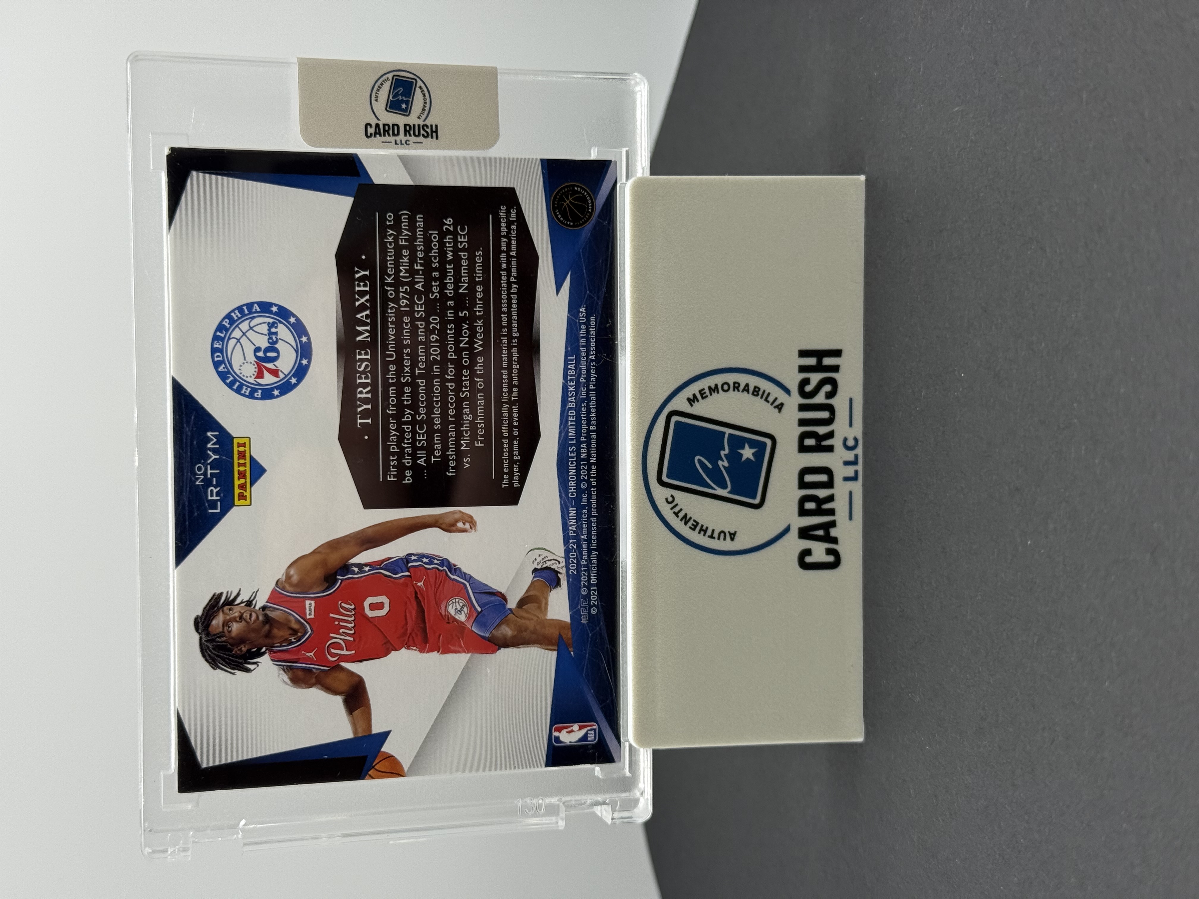 2020-21 Panini Mosaic Tyrese Maxey RC IP Auto CGC Authentic, back