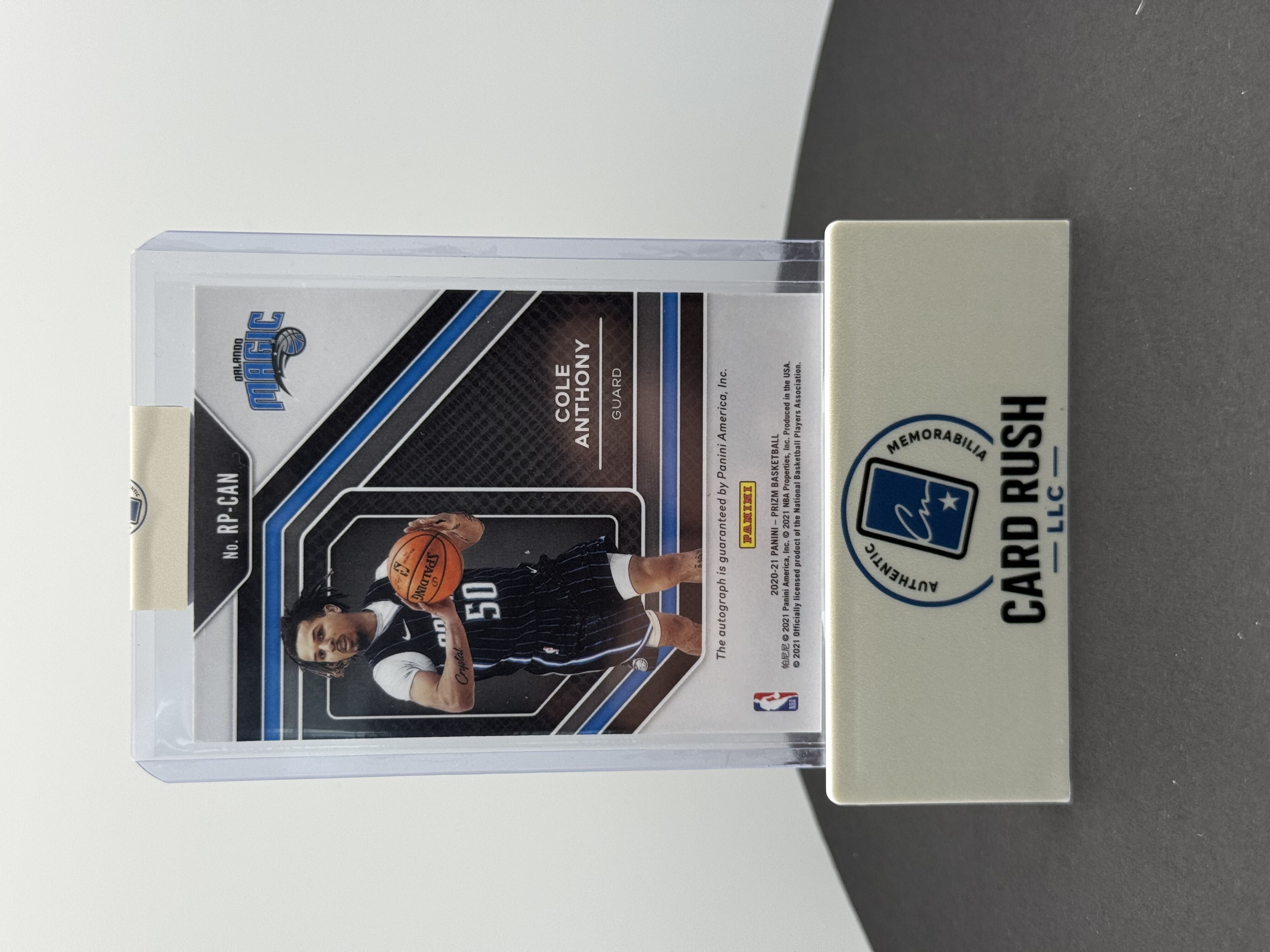 2020-21 Panini Prizm Cole Anthony Rookie Autograph Basketball Card, back