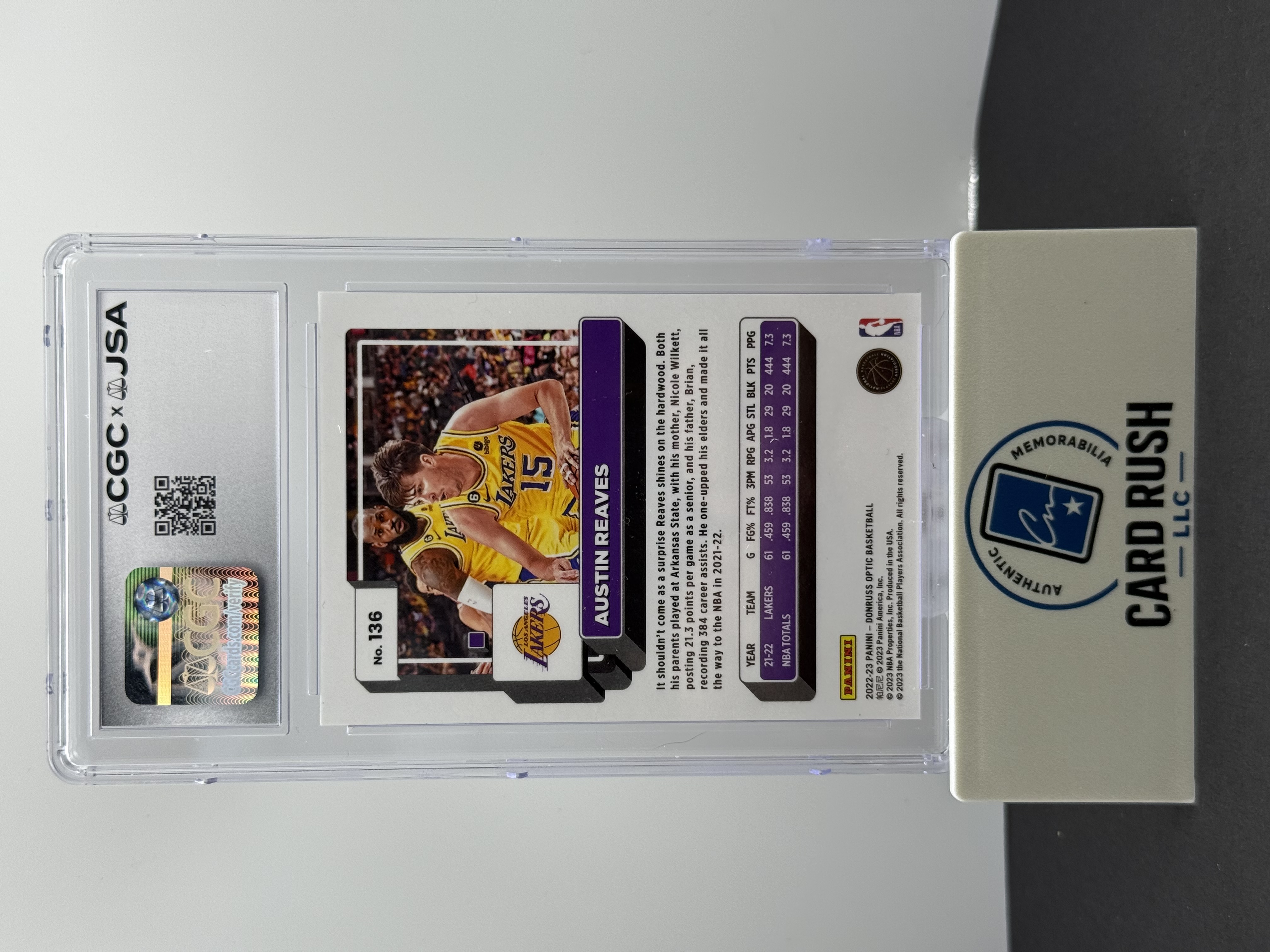 2022-23 Donruss Optic#136 Austin Reaves In Person Autograph CGC/JSA Authentic, back
