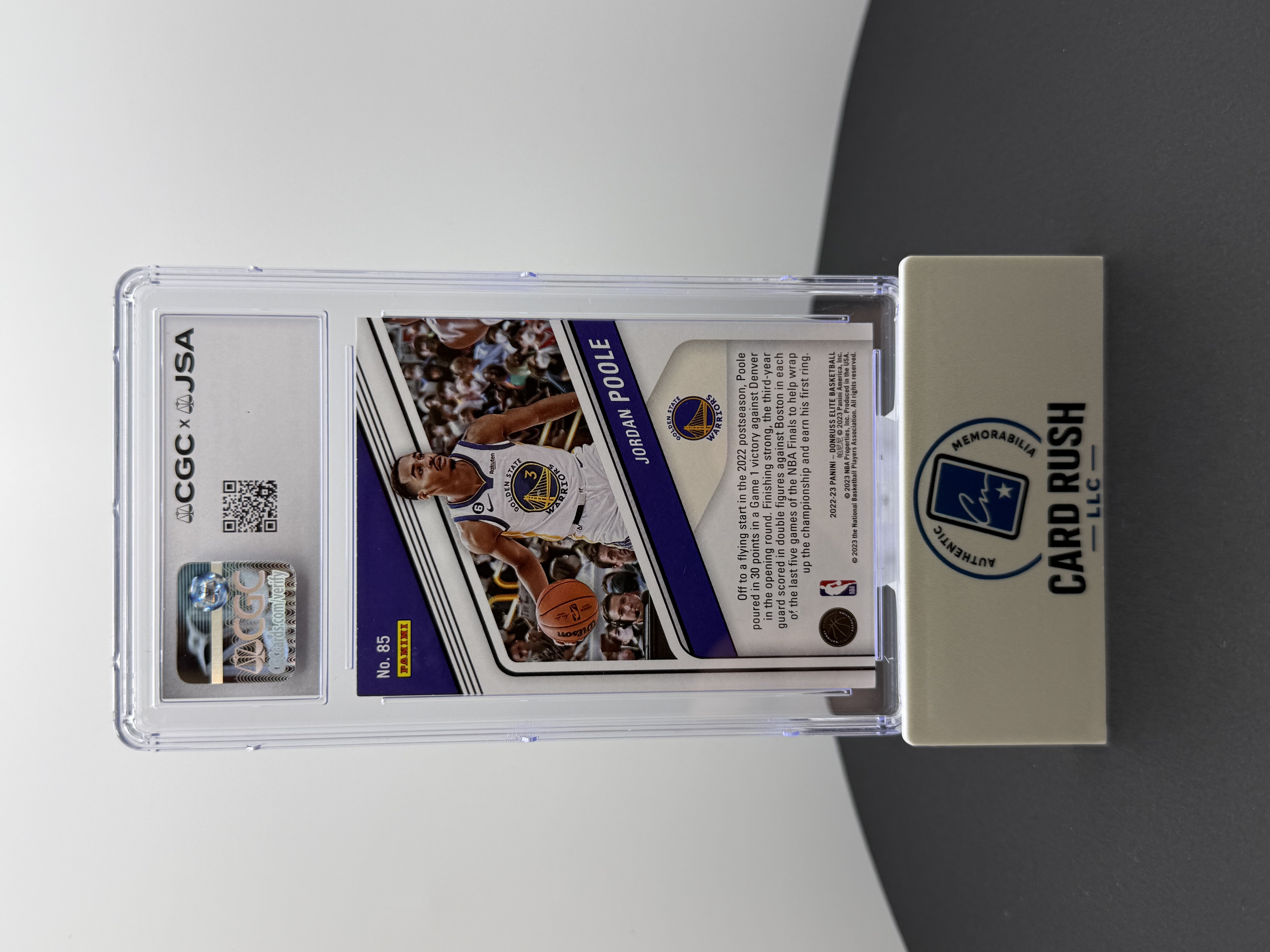 2022-23 Donruss Elite Jordan Poole In-Person Autograph CGC/JSA Authentic, back