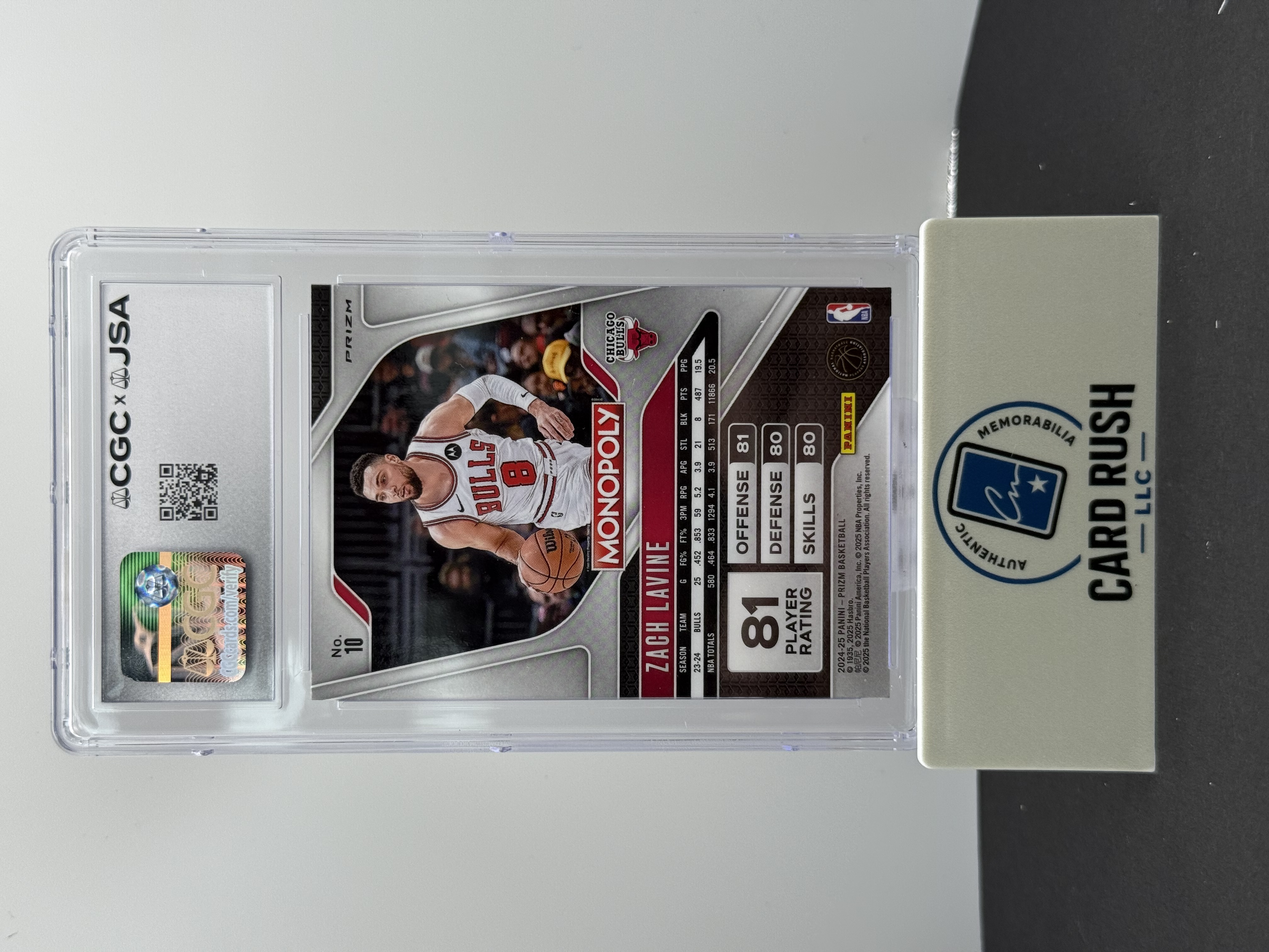 2024-25 Panini Red Prizm Monopoly Zach LaVine IP Autograph CGC/JSA Authentic, back
