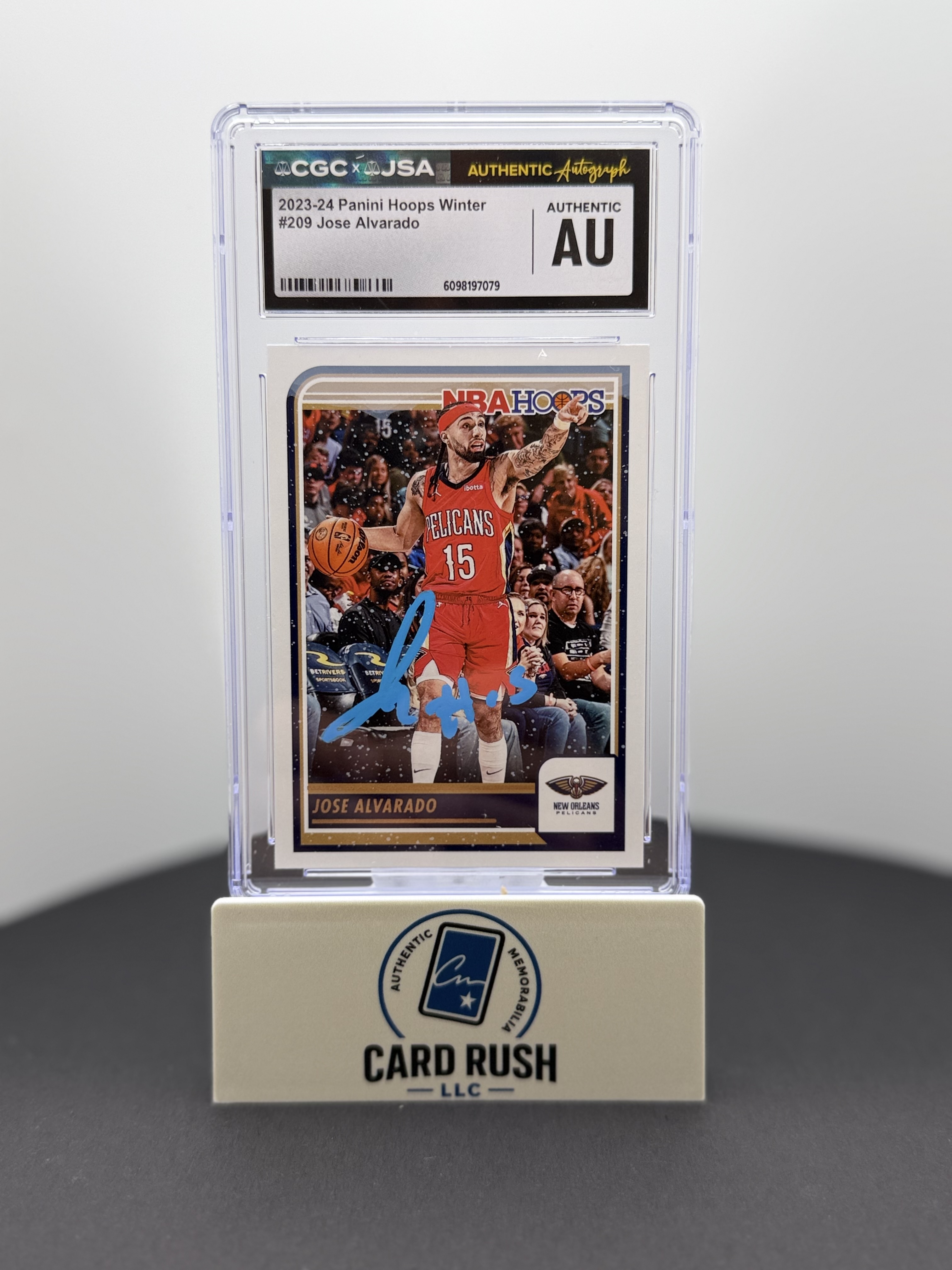 2023-24 Panini Hoops Winter #209 Jose Alvarado In-Person Autograph, front