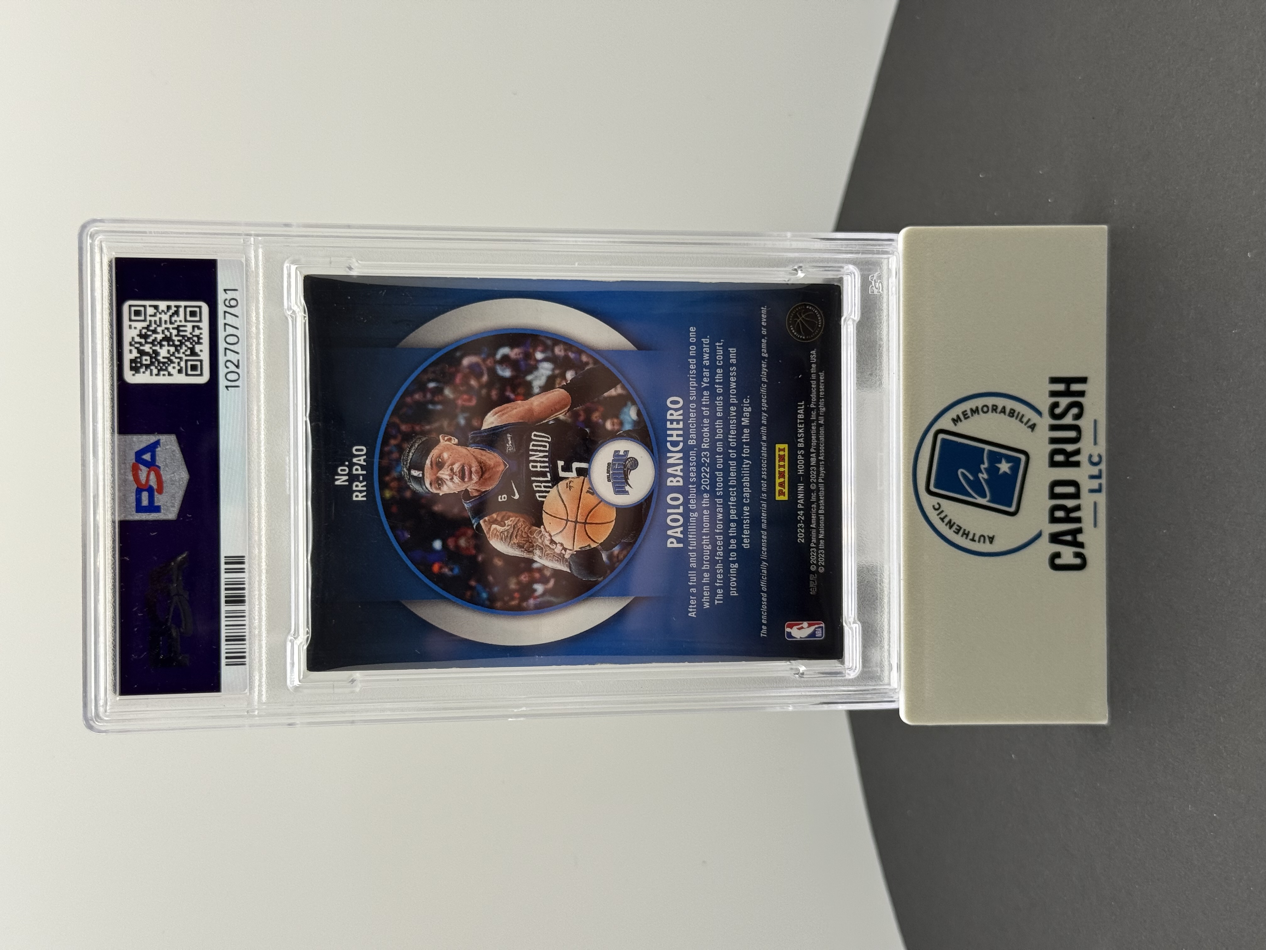 2023 Panini NBA Hoops Rookie Remembrance Prime 17/25 Paolo Banchero IP Autograph, back