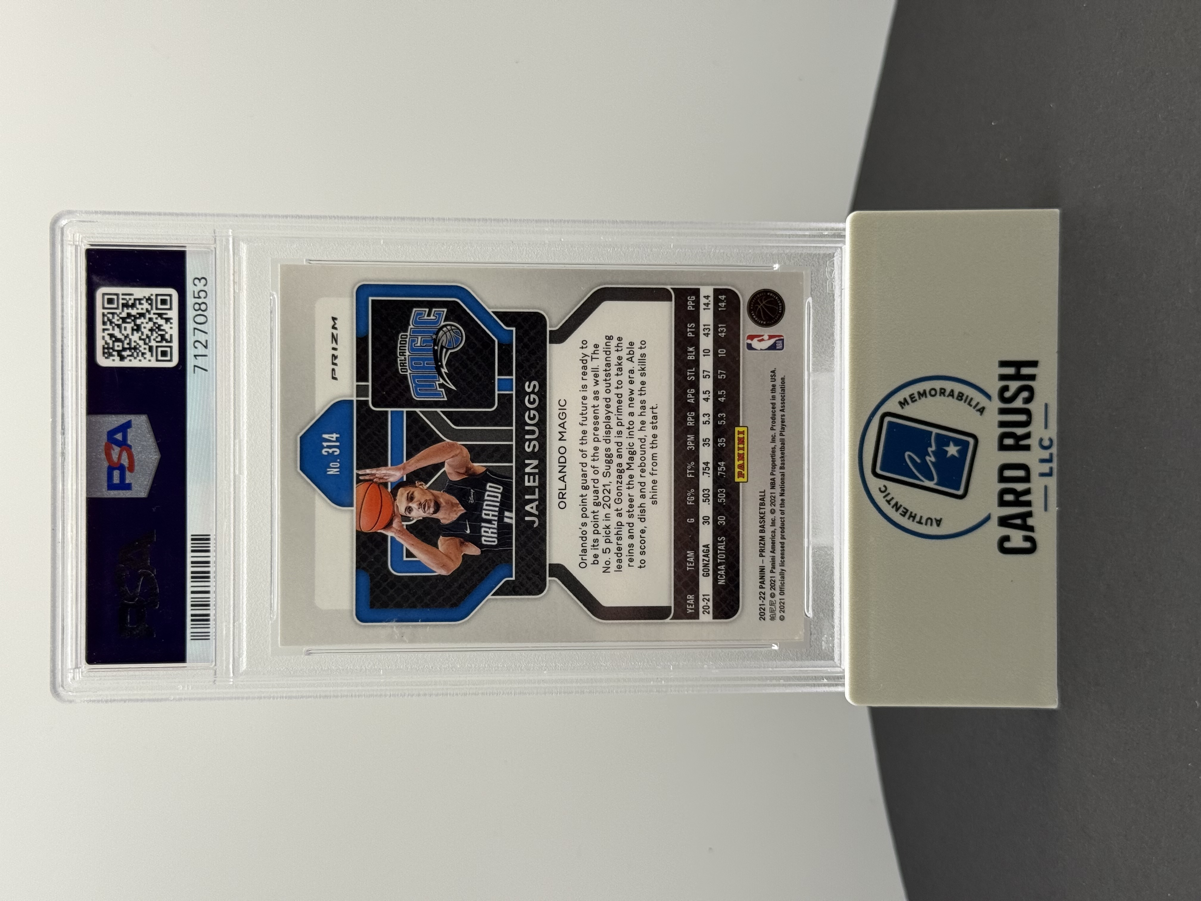 2021 Panini Prizm Jalen Suggs Basketball Card PSA 9, back