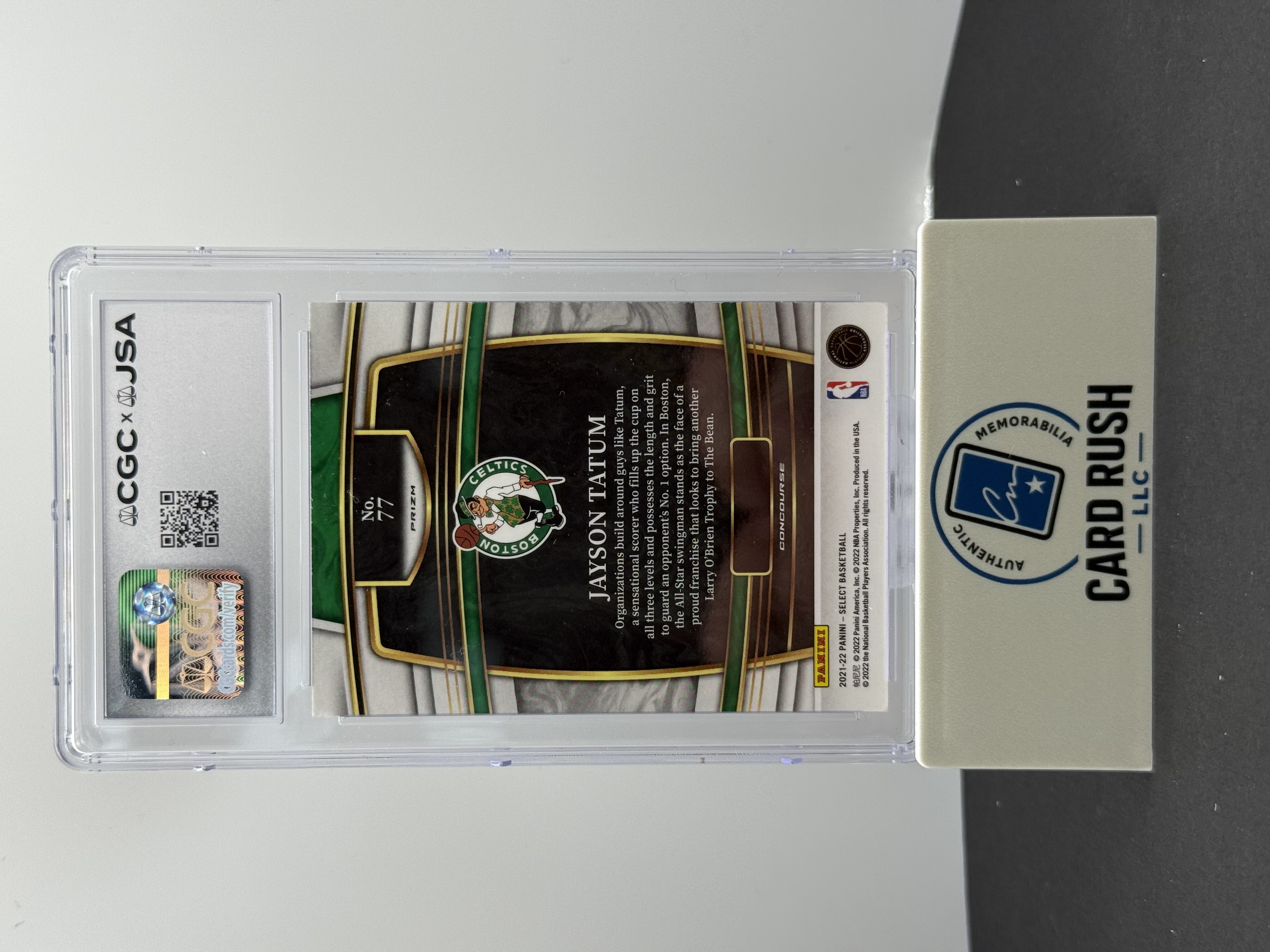 2021-22 Panini Select Concourse Jayson Tatum Blue Shimmer Prizm IP Auto CGC/JSA, back