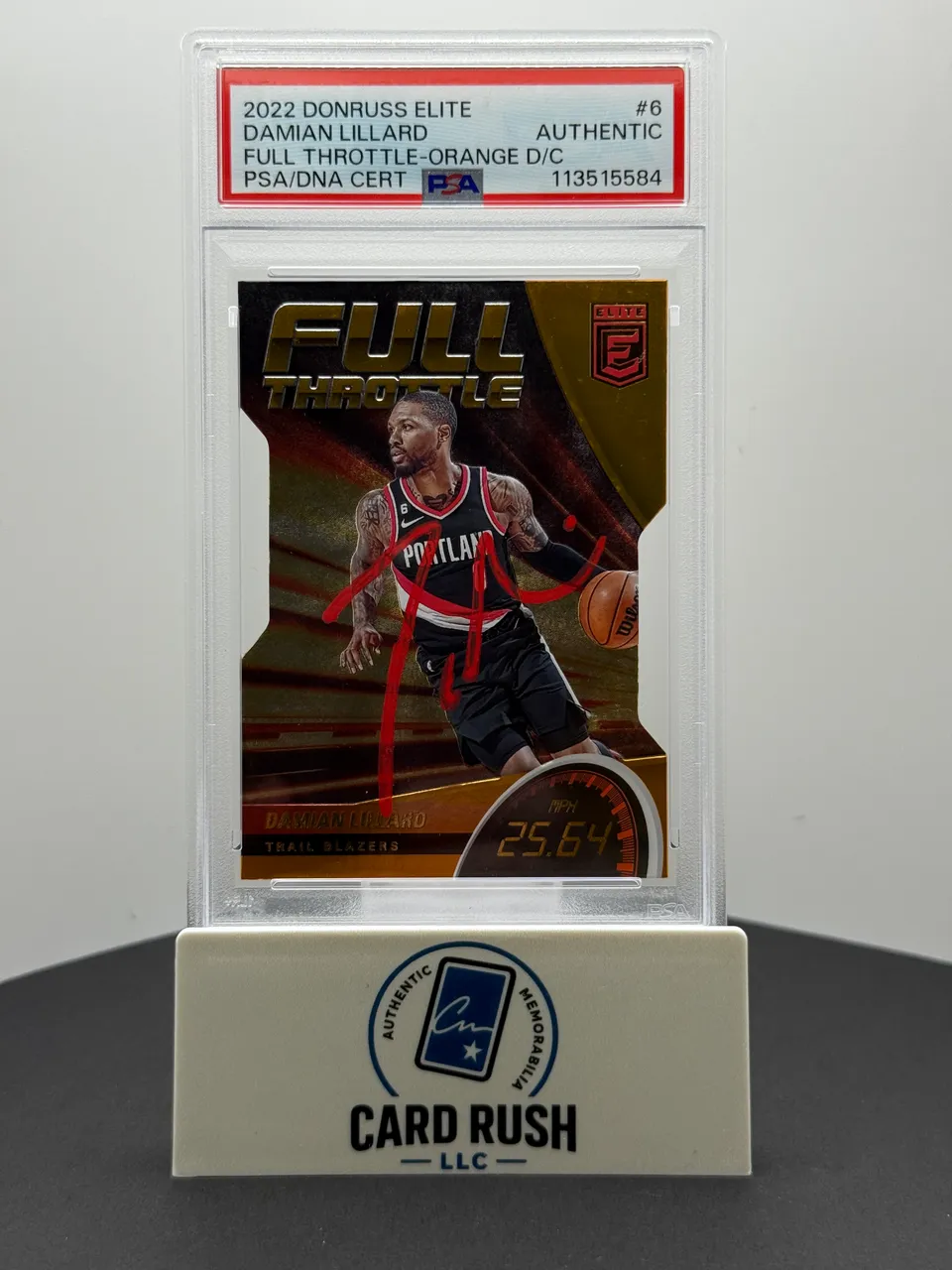 2022-23 Panini Donruss Elite Damian Lillard Full Throttle Orange Basketball Card