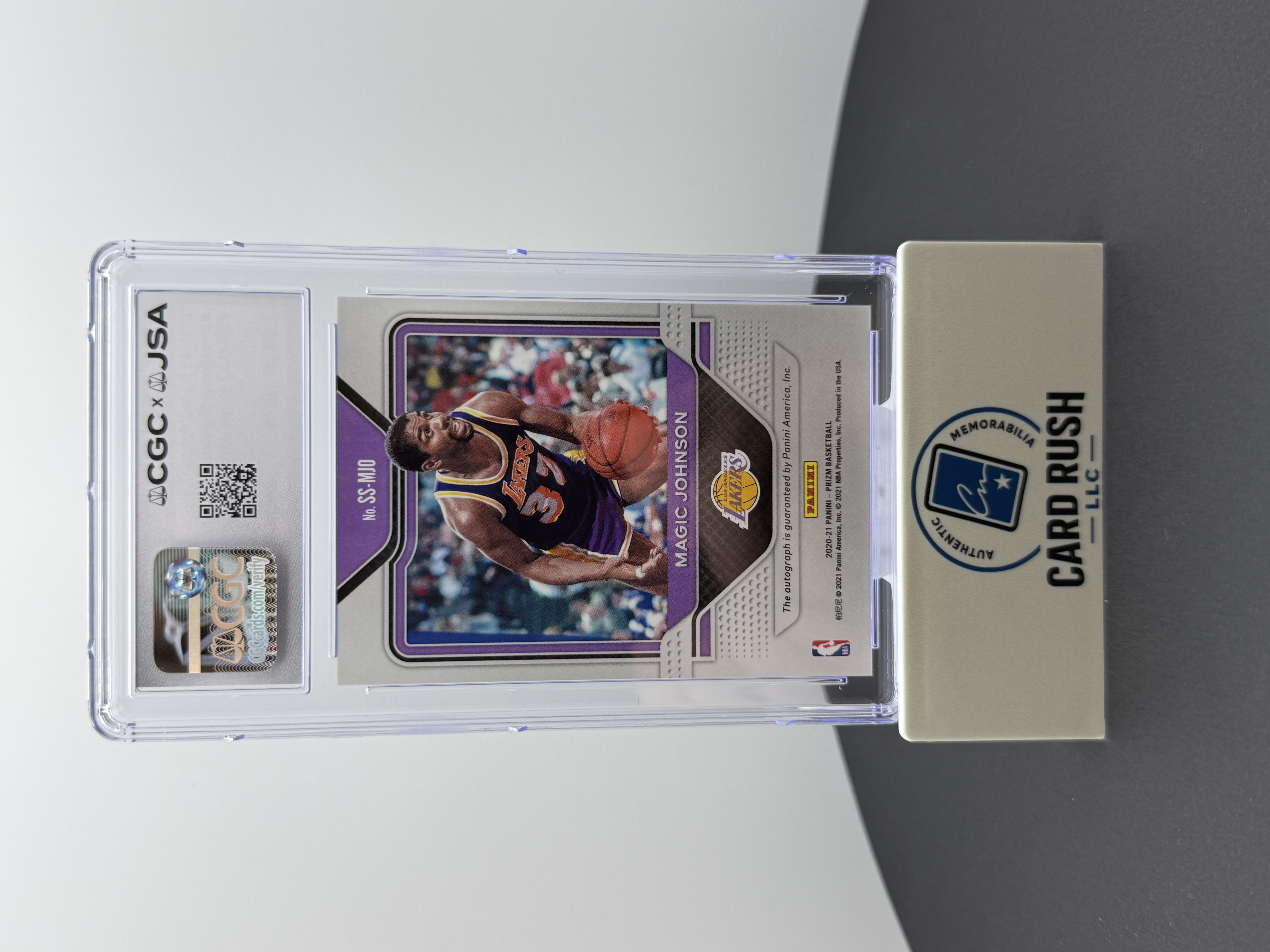 2020-21 Panini Prizm Sensational Signatures Magic Johnson CGC/JSA Auto 10 Grade, back