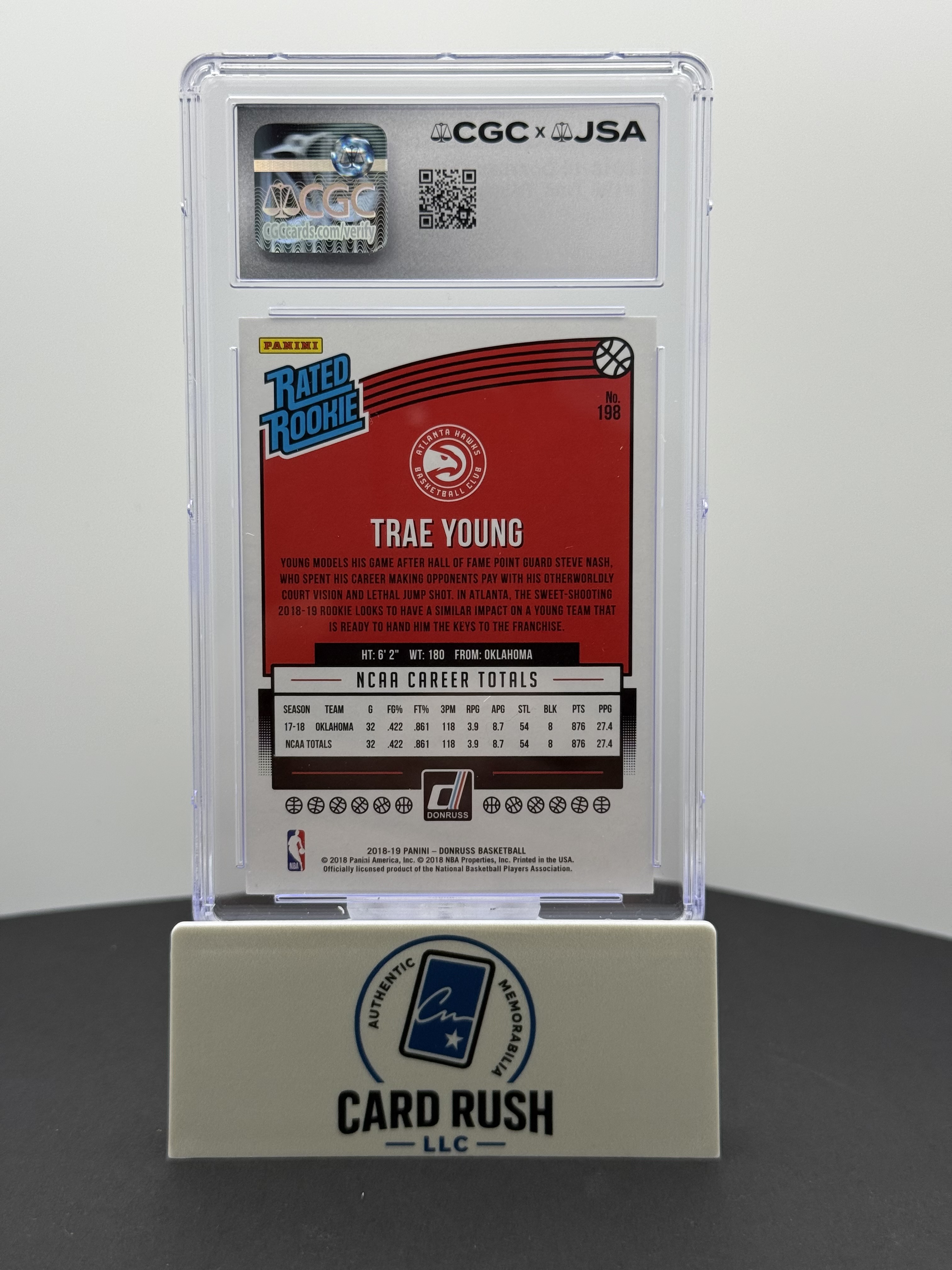2018-19 Donruss Rated Rookie Miles Bridges IP Auto CGC/JSA Authentic, back