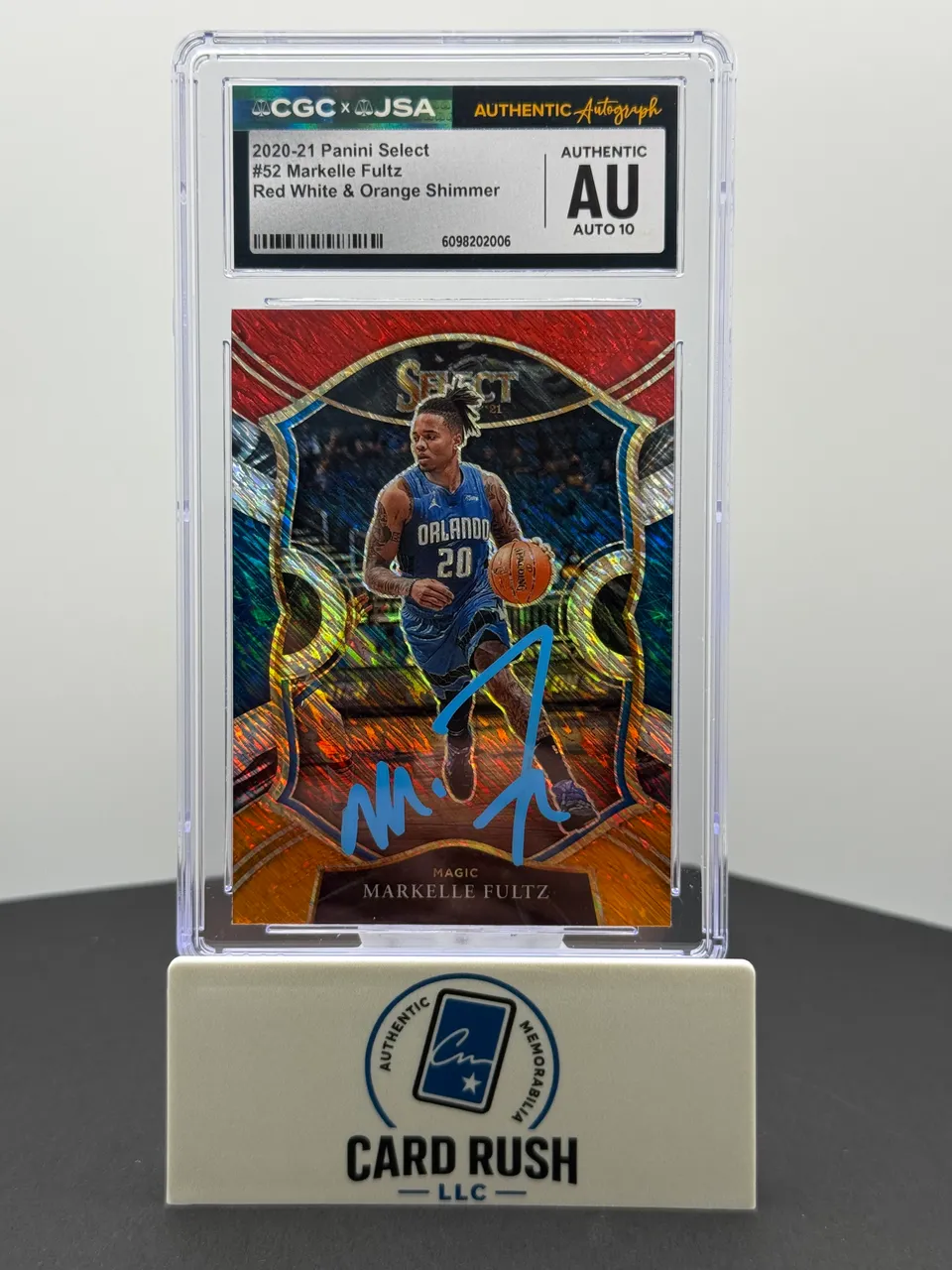 2020-21 Panini Select Red White Orange Shimmer Markelle Fultz In-Person Autograph