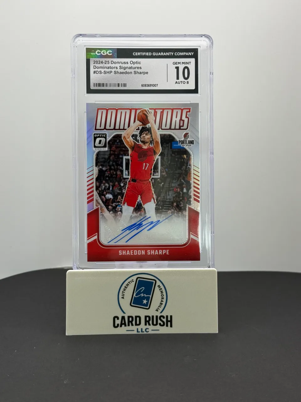 2024-25 Panini Donruss Optic Shaedon Sharpe Dominators Red 40/99 Auto CGC GM 10