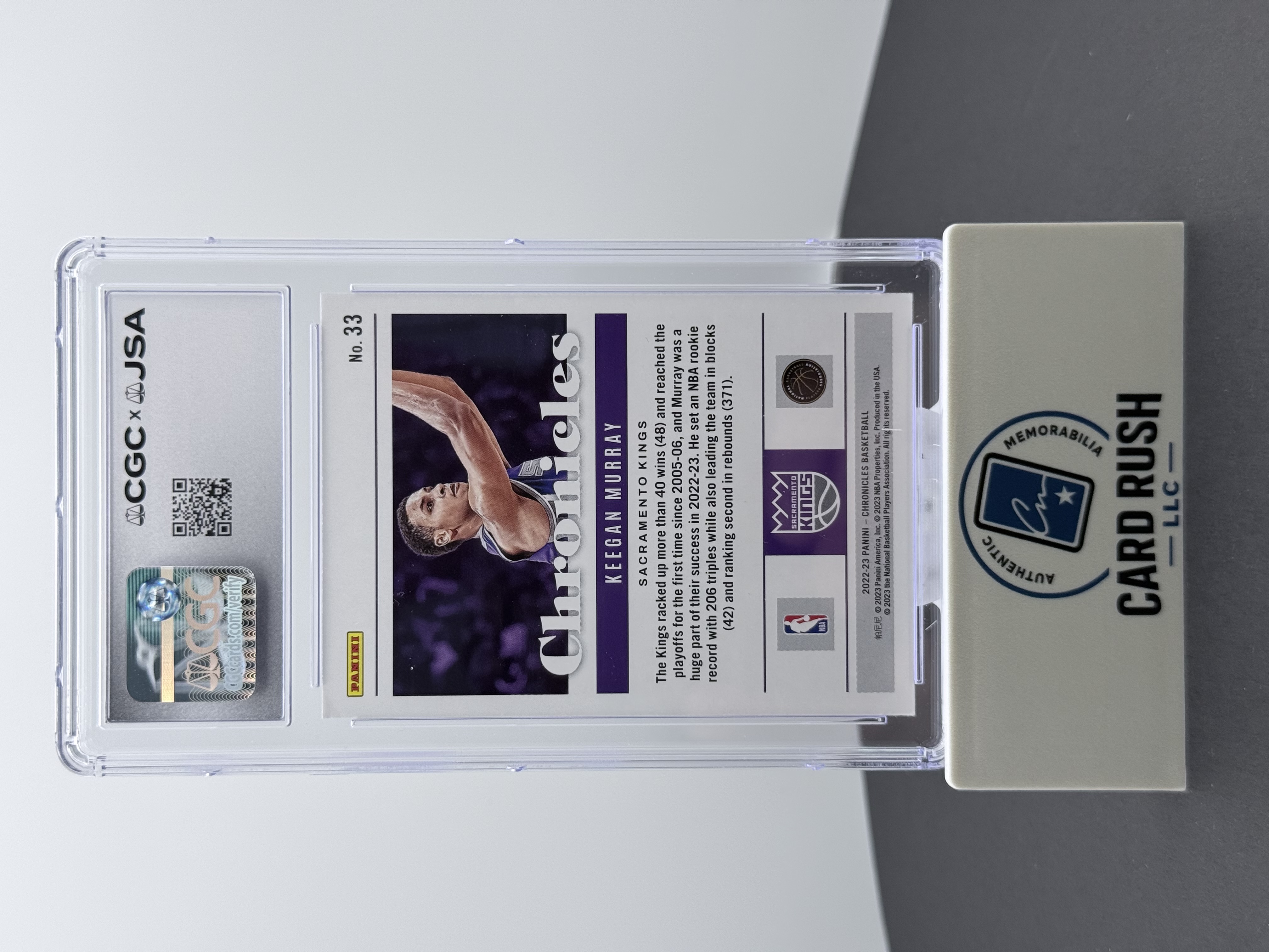 2022-23 Contenders Keegan Murray Rookie Ticket Patch RC IP CGC/JSA Auto 10 RPA, back