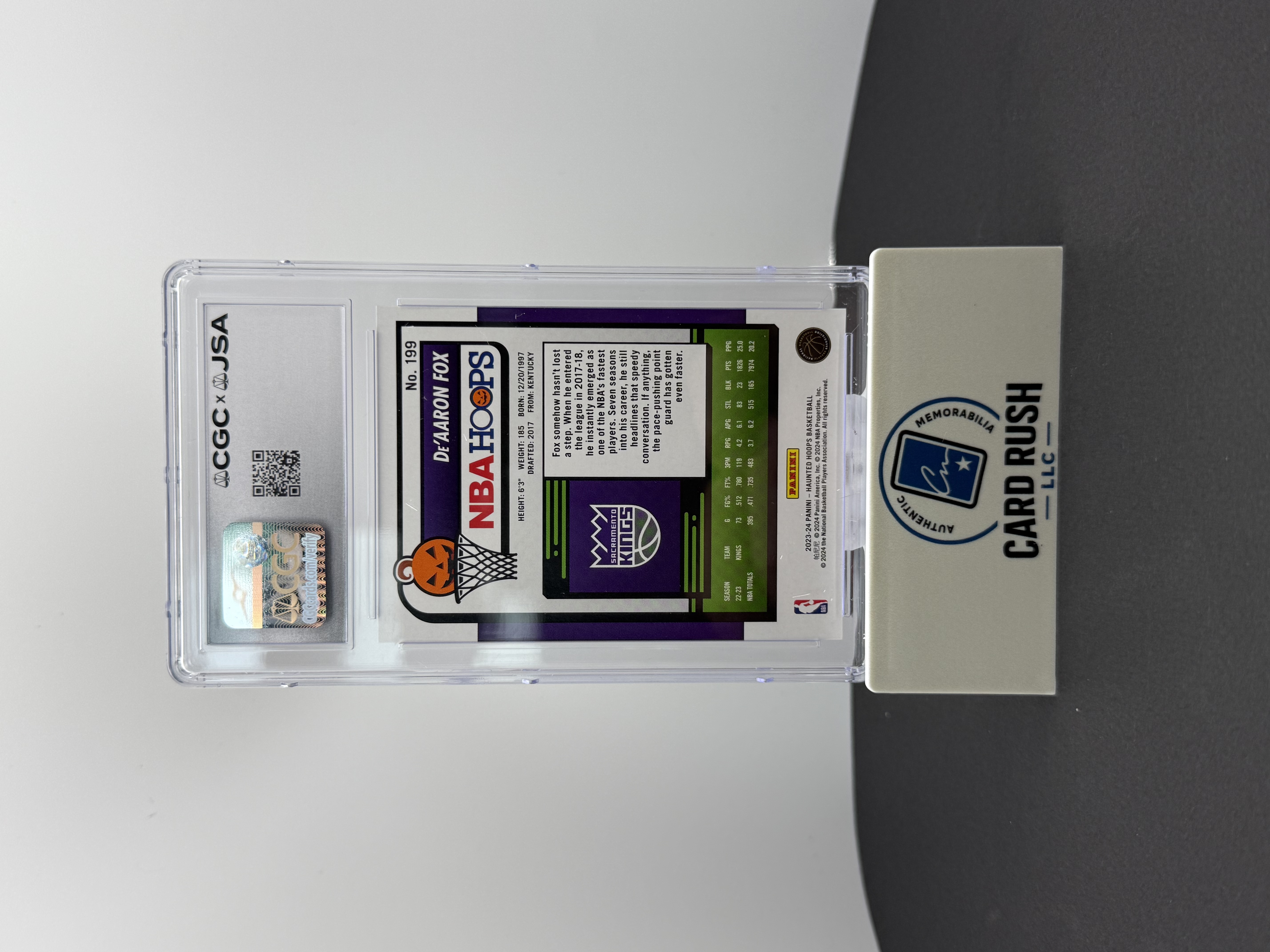 2023-24 Panini Haunted Hoops De’Aaron Fox Holo Webs CGC/JSA Authentic, back