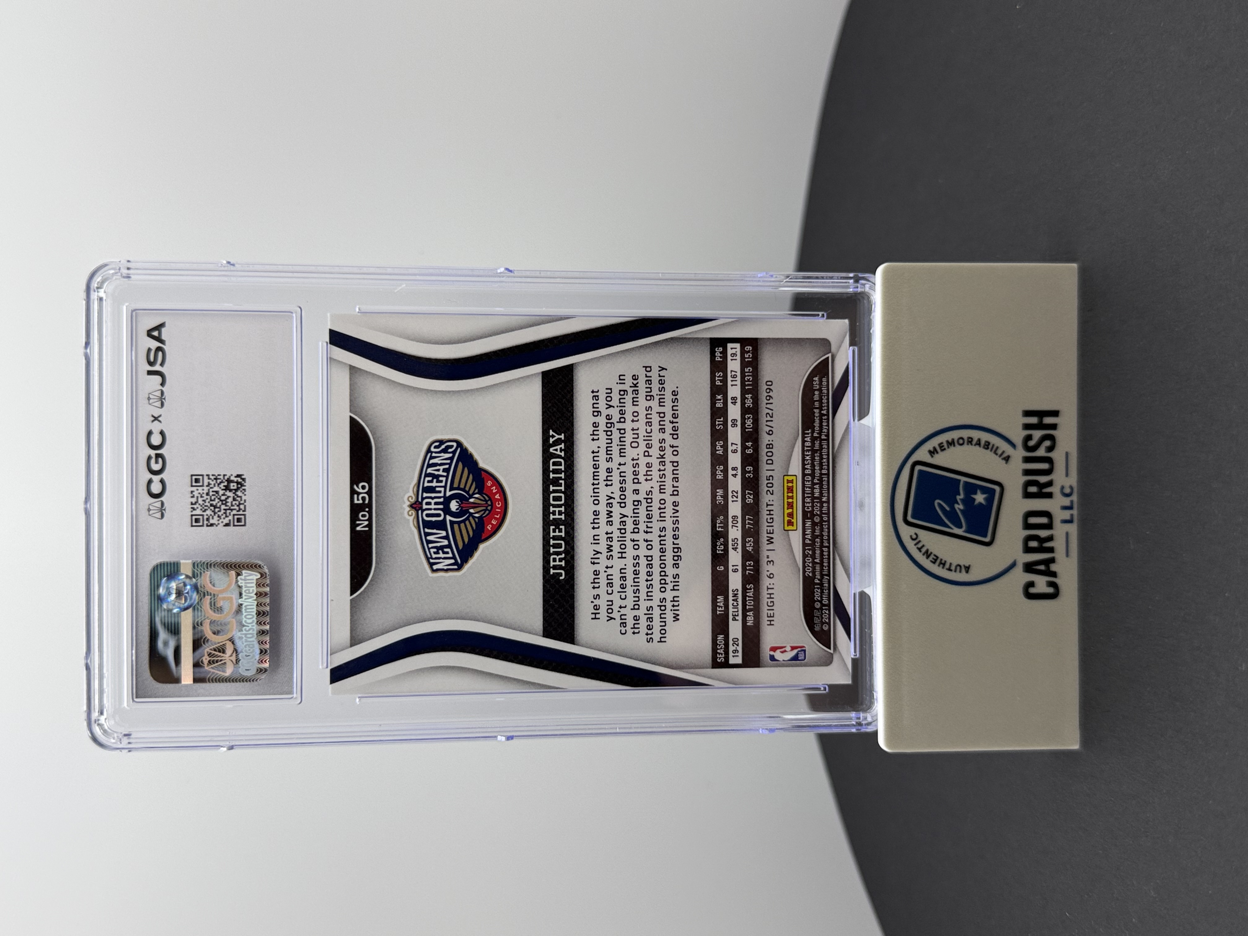 2020-21 Panini Certified Jrue Holiday In-Person Autograph CGC/JSA Authentic, back