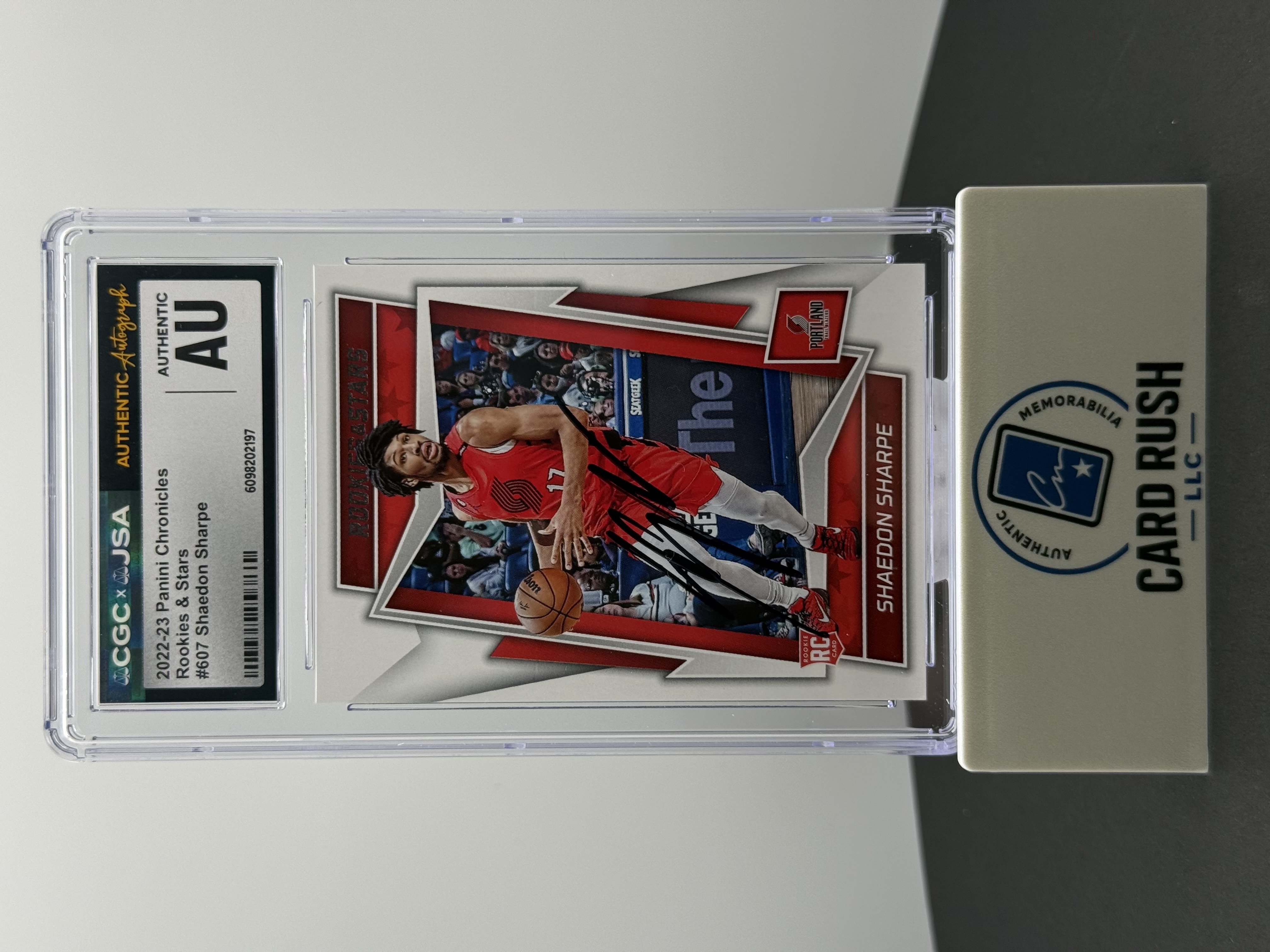 2022-23 Panini Chronicles Shaedon Sharpe Rookies and Stars IP Auto, front
