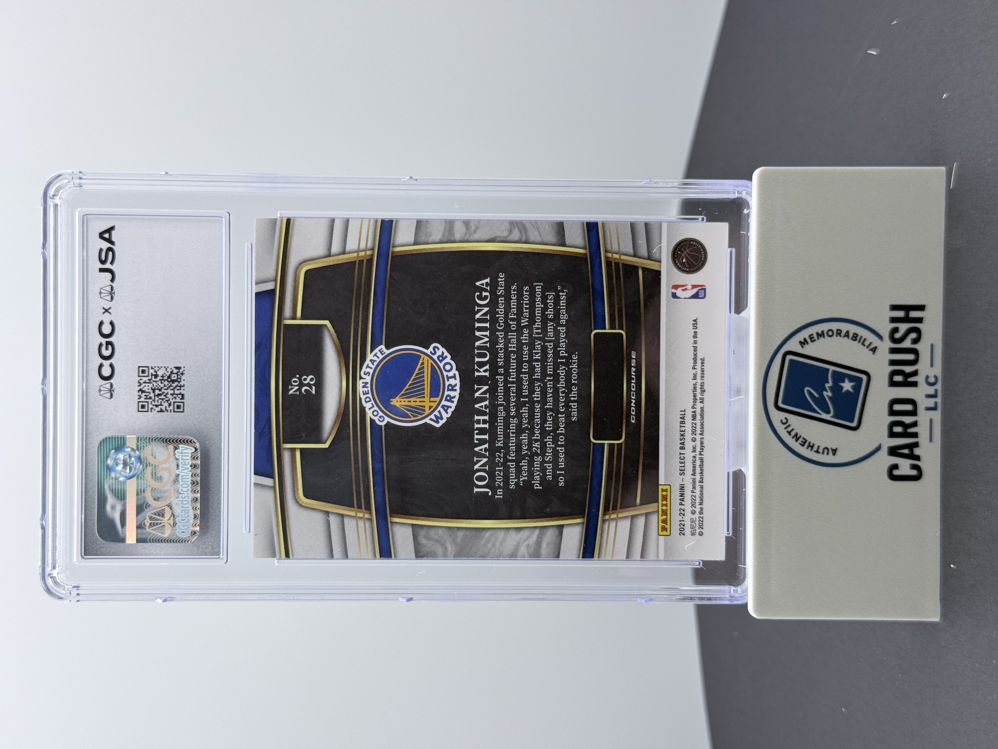 2021-22 Panini Illusions Jonathan Kuminga Trophy Collection Emerald RC IP Auto, back